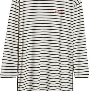 Caslon Black and White Striped Long Sleeve Tee Dress Je T’Aime